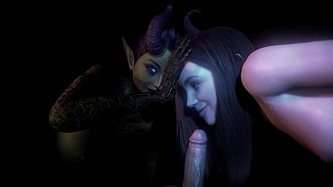 Demon Helps Girl Ride Dick in Cowgirl Xray