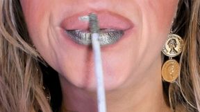 Silver Metallic Lipstick Blackout Kisses Lip Smelling (HD) WMV