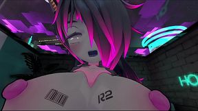 Robot girl rides on futanari cock.