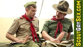 Scout boy Logan Scott gets his teenie-weenie jerked off by his scout master Greg McKeon who returns the favor by taking the boy'_s virginity!