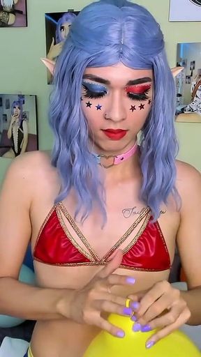 EP8 Looner show blowing balloons with hot masturbation