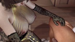 3D BBW Asian MILF Teasing the Young Big Cock to Fuck Her Pussy