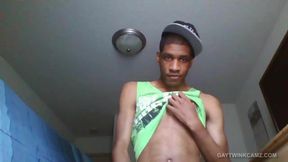 Black Amateur Twink Stroking His Big Dick