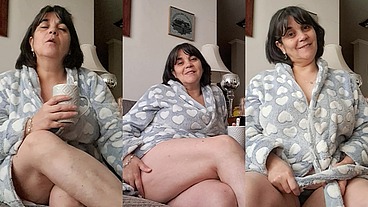 stepmother opens her robe to show what she has to her stepson