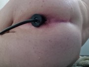 Inflatable butt plug starts my loose ass to prolapse