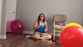 Teasing and playing with balloons topless in crotchless panties, cum with me when they pop!