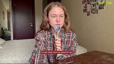 Lesbian lover talks dirty as she masturbates alone