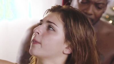 Juicy girl Leah Gotti is fucked by three horny black stallions