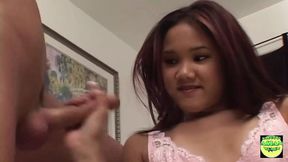 Two skinny babes in lingerie talk to camera while jerking off lucky boys