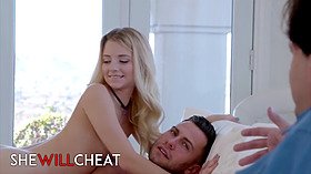 Watch Petite Blonde Teen Riley Star Cheat on Her Husband While Watching Him