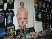 My body with sexy women's pantyhouse and one one testicle