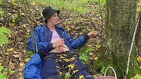 #376 Stud Catches Fellow Draining Off In The Forest And Joins To Shag Him