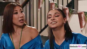 Lesbian babe won the bet and fucks her big tits best friends