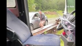 in a truck parking lot I find a super big cock