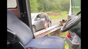 in a truck parking lot I find a super big cock