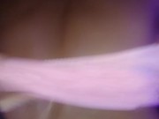 Slid her panties aside to fuck her over the couch