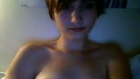 Short haired webcam teen with perky tits shows me her tight pussy