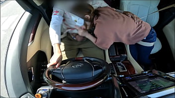 Married Asian MILF gets a surprise blowjob in her car
