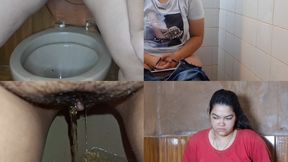 Different Desperation to Pee in a Dirty Toilet