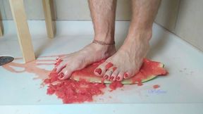 Sexy Male Feet JOI (while he strokes this watermelon slice with his toes)