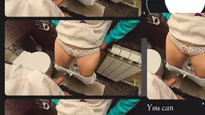 Hot MILF teacher gets cum in her panties in the school toilet POV