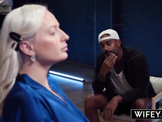 WIFEY Nice-looking Golden-haired Hotwife Elana Bunnz Takes A Thick BBC In Front Of Hubby