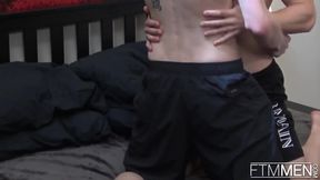 Handsome FTM model destroyed by uncut top stud