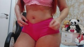 Sensual dance in shorts and showing her ass and pussy