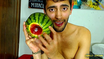 Fucking a watermelon until I cum inside it - Camilo Brown