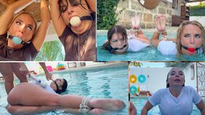 Emma Reed and Ava Kayley Bound and Soaked. Lesbian Wet Catfight in a Water Bondage Battle 4K