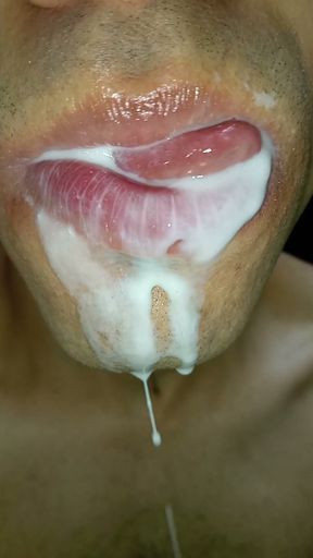 Cumslut JOI Long tongue begging for your cum, I want my milk, close-up slow motion   Clip 1