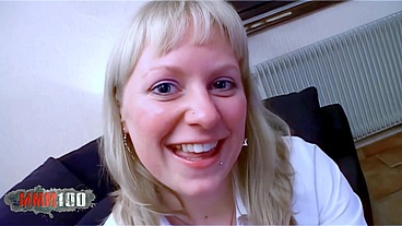 First anal penetration for this blonde with big tits