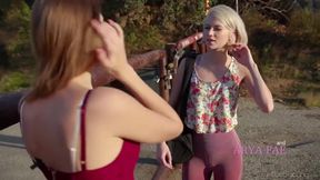 Arya Fae and Alyce Anderson are doing yoga together and mixing it with casual sex