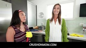 CrushonMom  - Asian MILF stepmom Christy Love blowjob lesson for teen stepsis Kimmy Kim