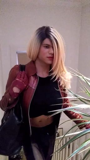 Tgirl going about her business
