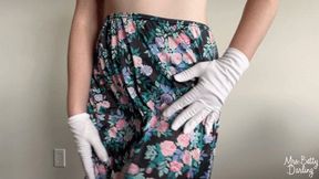 Floral Slip Blue Floral Lace Panties White Gloves Tease SFW