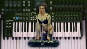 Pretty Piano Girl playing in her Panties