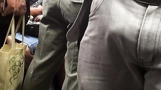 Hunk with a Big Bulge in Metro: Amateur Outdoor Adventure