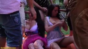 Exciting Outdoor Oktoberfest Adventure with Busty Stepsisters