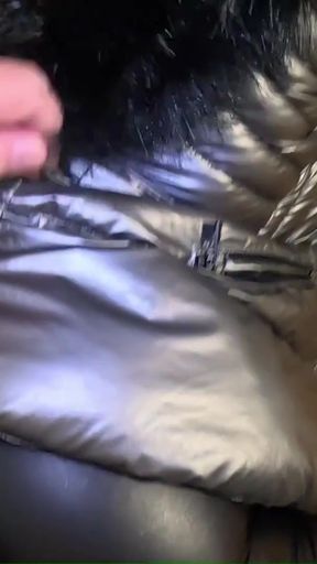 Leather Fetish Overload - 4 Cumshots on My Pants &amp; Puffy Downjacket   Clip 1