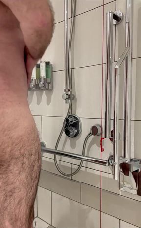 Thick cock and hairy arse shower