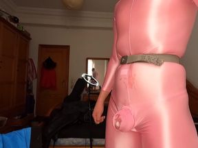 Overhelmed, deep moans, desperate 20 seconds cumshot just with the friction of my dick and my suit
