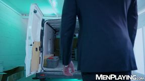 Suited mafioso Bruno Max barebacks Jonathan Mirandas tight asshole