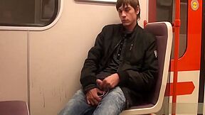 Sleazy teen 18+ Jacking Off In The Subway