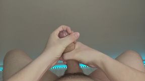 Hot gay jerking off his big uncut dick raw POV