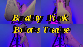 Bratty Pink Boots Tease- Ebony Femdom Goddess Rosie Reed Boot Domination Humiliation Mind Fuck