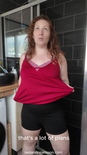 French redhead takes a shower Big Ass | Big Boobs | Redhead | English | Shower