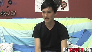 Teenager interviewed before he strips and works his butt