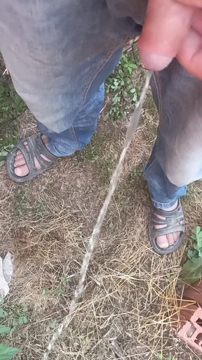 pissing outside