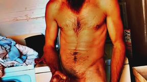 Morning Laundry Naked Jackoff and Cum